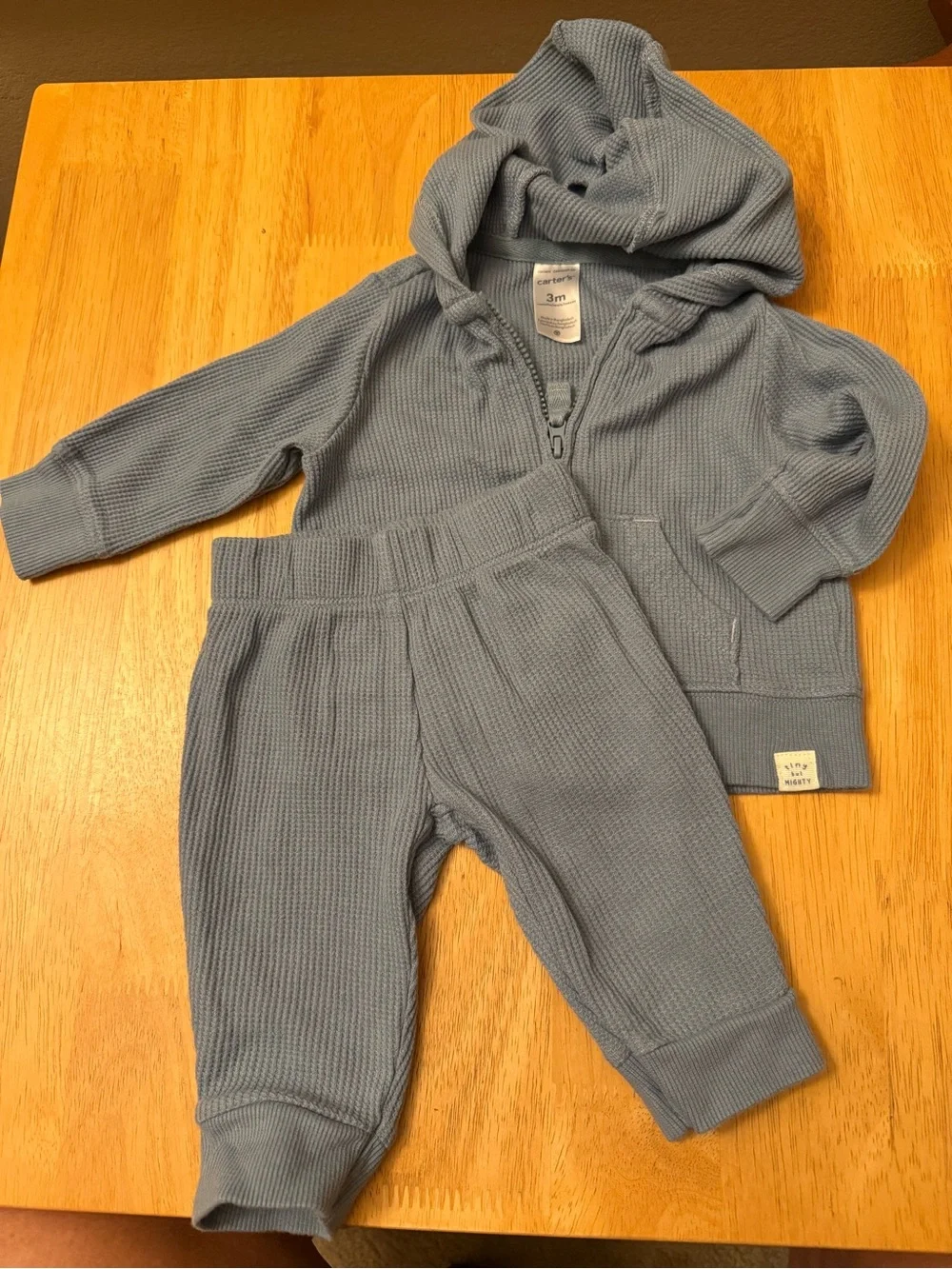 Carter's Light Blue Waffle-Knit Hoodie & Jogger Set
